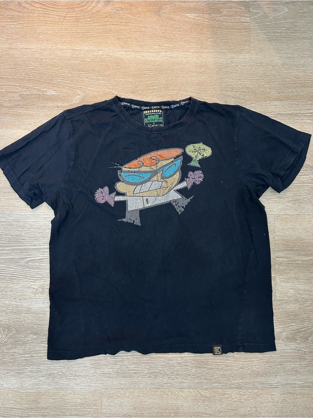 Kryptic x Dexter’s Laboratory 2XL Black Rhinestone Graphic T-Shirt Cartoon